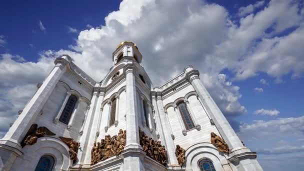 Cristo Salvatore Cattedrale Giorno Contro Nuvole Movimento Mosca Russia — Video Stock