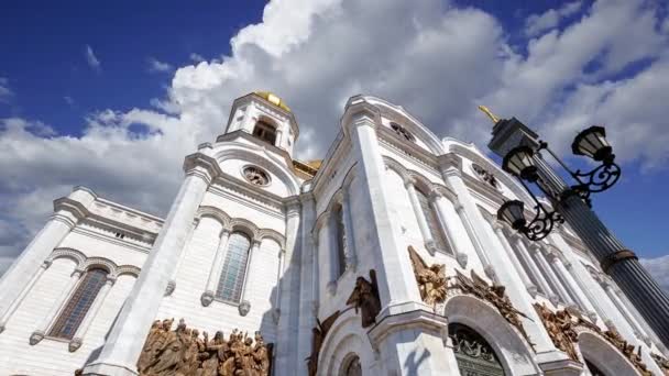 Cristo Salvatore Cattedrale Giorno Contro Nuvole Movimento Mosca Russia — Video Stock