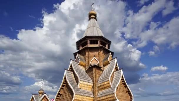 Церква Святого Миколая Ізмайловському Кремлі Кремль Ізмайлово Проти Рухомих Хмар — стокове відео