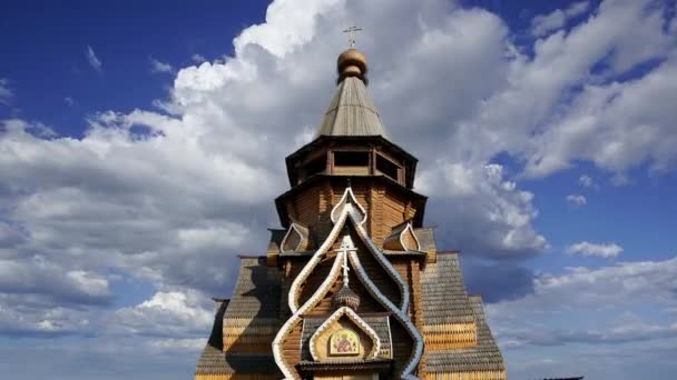 Szent Miklós Templom Izmailovszkij Kremlben Kreml Izmailovóban Mozgó Felhők Ellen — Stock videók