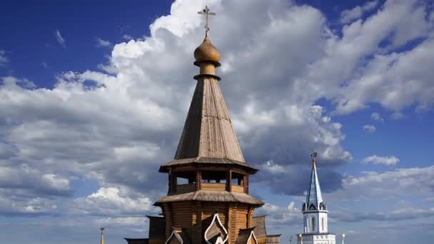 Church Nicholas Izmailovsky Kremlin Kremlin Izmailovo Moving Clouds Moscow Russia — Stock video