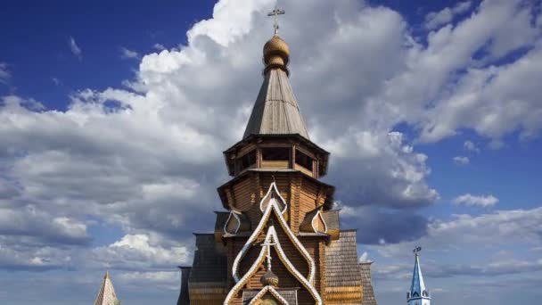 Church Nicholas Izmailovsky Kremlin Kremlin Izmailovo Moving Clouds Moscow Russia — Vídeo de stock