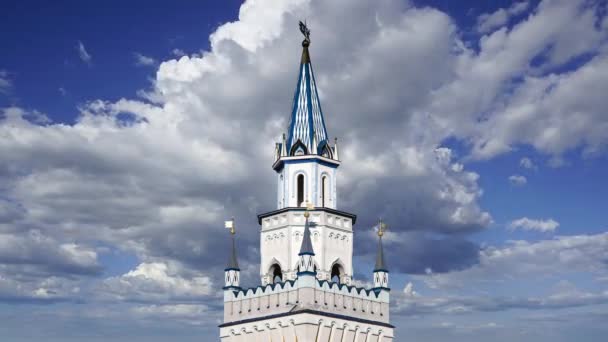 Kreml Izmaylovo Przeciwko Ruchomym Chmurom Moskwa Rosja Unikalne Centrum Kultury — Wideo stockowe