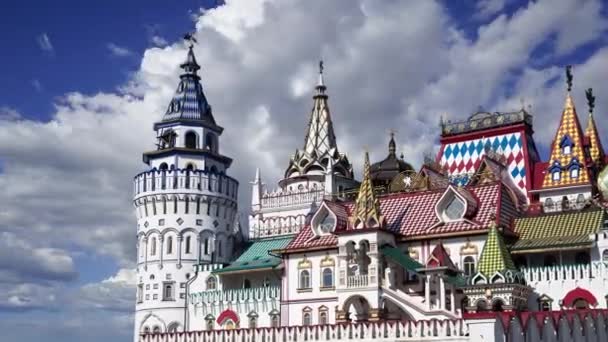 Kreml Izmaylovo Mot Rörliga Molnen Moskva Ryssland Unikt Centrum För — Stockvideo