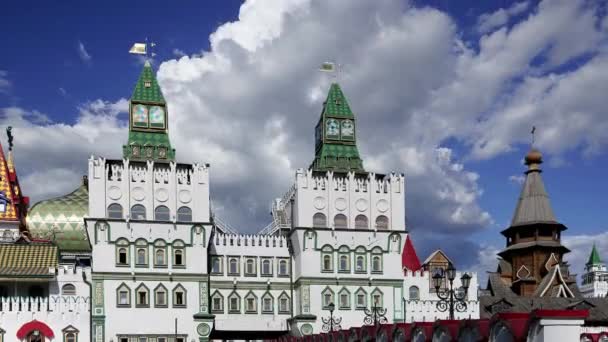 Kremlin Izmaylovo Moving Clouds Moscow Russia Unique Center Culture Entertainment — Stock video