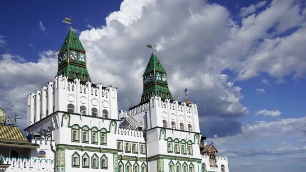 Kremlin Izmaylovo Contra Nuvens Movimento Moscou Russia Centro Único Cultura — Vídeo de Stock