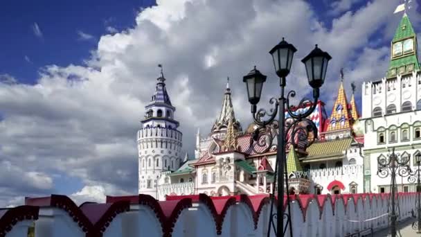 Kremlin Izmaylovo Tegen Bewegende Wolken Moskou Rusland Uniek Centrum Van — Stockvideo