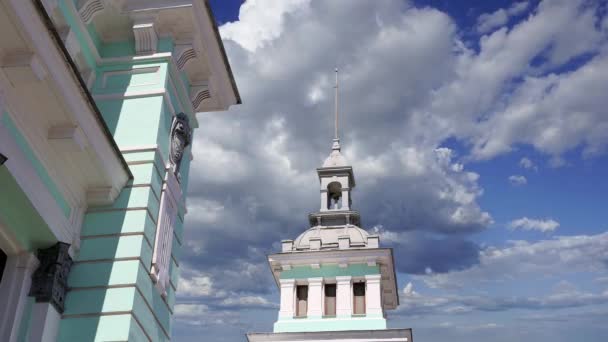 Edifício Estação Ferroviária Belorussky Belarusian Contra Nuvens Movimento Uma Das — Vídeo de Stock