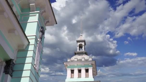 Edifício Estação Ferroviária Belorussky Belarusian Contra Nuvens Movimento Uma Das — Vídeo de Stock