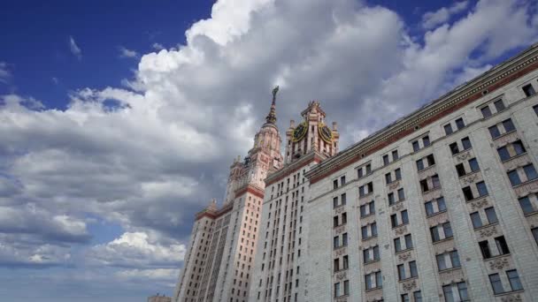 Moscow State University Moving Clouds Main Building Russia — Stock video