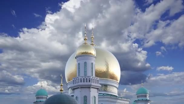 Moszkva Katedrális Mecset Ellen Mozgó Felhők Oroszország Mecset Moszkvában Mérföldkő — Stock videók