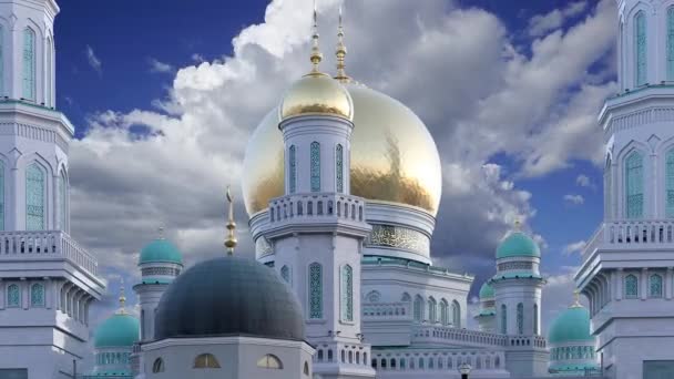 Moschea Della Cattedrale Mosca Contro Nuvole Movimento Russia Moschea Principale — Video Stock