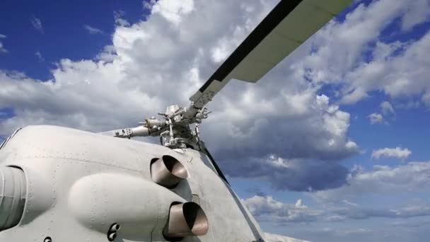 Detalles Del Rotor Parte Del Cuerpo Los Helicópteros Militares Modernos — Vídeo de stock