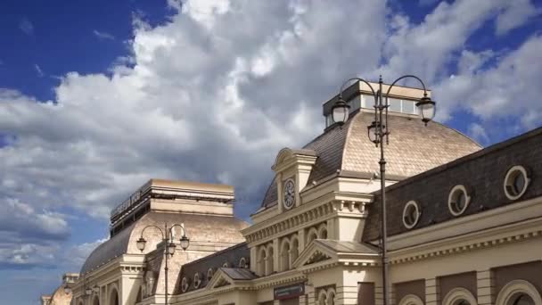 Paveletsky Railway Terminal Moving Clouds One Nine Railway Terminals Moscow — Stock Video