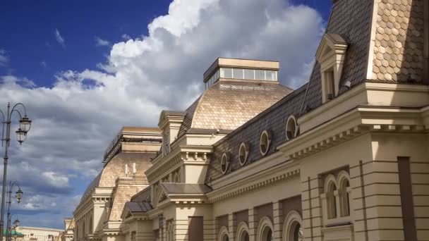 Paveletsky Railway Terminal Moving Clouds One Nine Railway Terminals Moscow — Stock Video