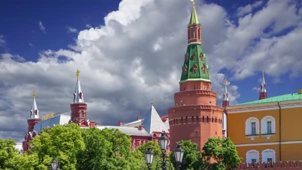 Cremlino Mosca Contro Nuvole Movimento Russia Patrimonio Mondiale Dell Unesco — Video Stock