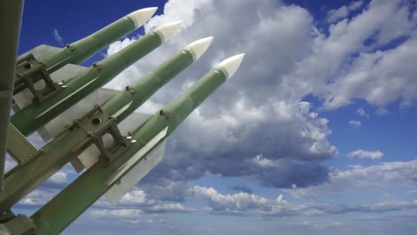 Modern Russian Aircraft Missiles Moving Clouds — Stock Video