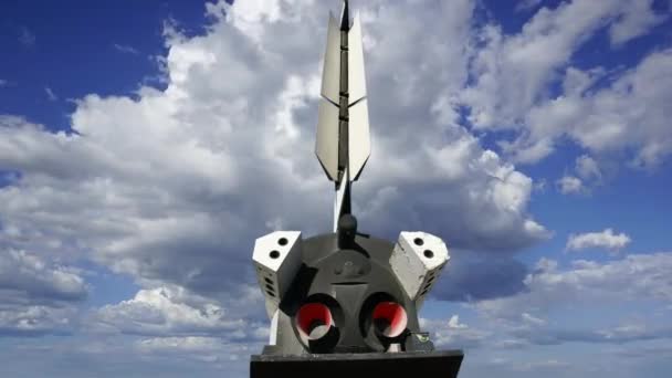 Космічний Корабель Буран Радянський Орбітальний Апарат Проти Рухомих Хмар — стокове відео