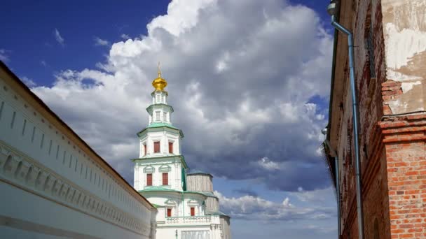 Nieuw Jeruzalem Tegen Bewegende Wolken Stad Istra Omgeving Van Moskou — Stockvideo