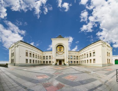 Moskova ve Tüm Rusya Patriği 'nin (panoramik görüş) ikamet yeri. Danilov Manastırı (Svyato-Danilov Manastırı veya Kutsal Danilov Manastırı) 13. yüzyılda kurulmuştur. Moskova, Rusya   