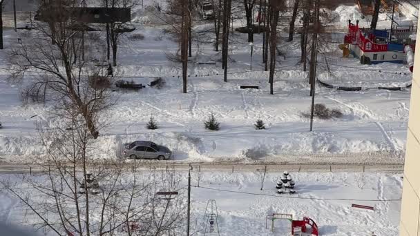 Rezydencja Moskwy Słoneczny Zimowy Dzień Obfitych Opadach Śniegu Rosja — Wideo stockowe