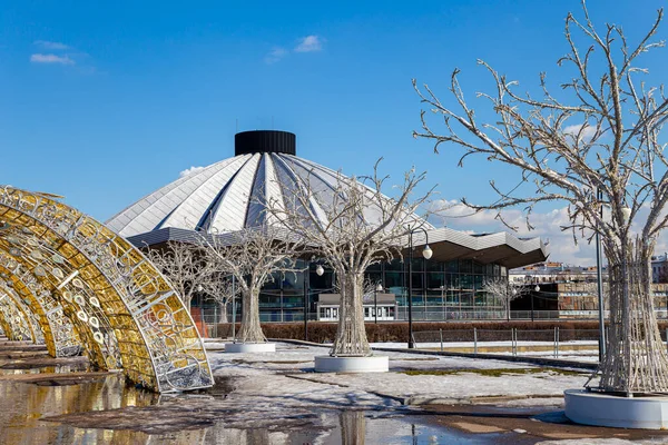 Moskau Russland März 2021 Weihnachtsdekoration Moskau Sonniger Wintertag Russland Der — Stockfoto