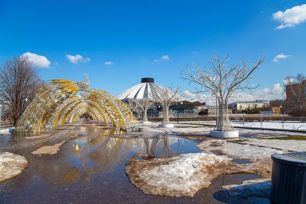 Christmas New Year Holidays Decoration Moscow Sunny Winter Day Russia — Stockfoto