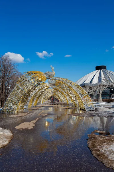 Christmas New Year Holidays Decoration Moscow Sunny Winter Day Russia — Photo