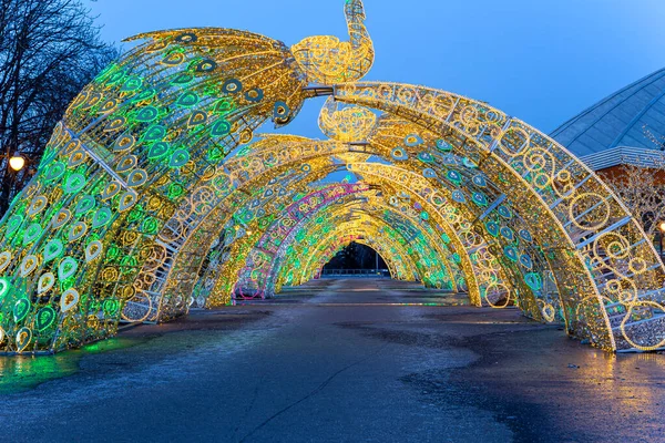 Navidad Vacaciones Año Nuevo Decoración Moscú Por Noche Rusia Cerca —  Fotos de Stock