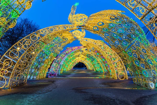 在俄罗斯莫斯科 的圣诞 新年假期 装饰品 位于弗纳德斯科戈大道上的莫斯科大马戏团附近 — 图库照片