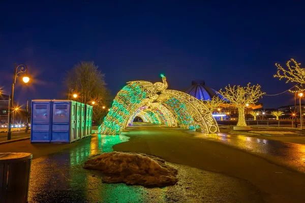 Navidad Vacaciones Año Nuevo Decoración Moscú Por Noche Rusia Cerca —  Fotos de Stock