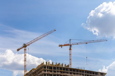 İnşaat alanı manzarası, endüstriyel görüntü. Moskova, Rusya