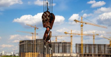 İnşaat alanı manzarası, endüstriyel görüntü. Moskova, Rusya  