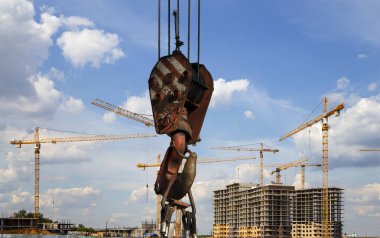 İnşaat alanı manzarası, endüstriyel görüntü. Moskova, Rusya  