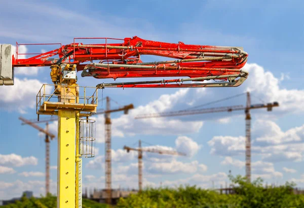 Construction Concrete Pump Pump Truck Background Construction Site Industrial Image — Stockfoto