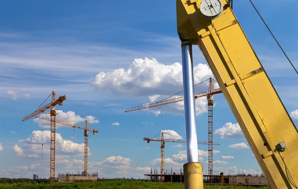 Part Construction Machine Excavator Crane Background Construction Site Industrial Image — Stockfoto