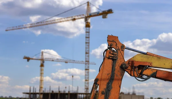 建筑机械的一部分 挖掘机或起重机 在建筑工地上的背景 工业图像 俄罗斯 莫斯科 — 图库照片