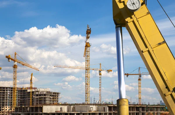 Part Construction Machine Excavator Crane Background Construction Site Industrial Image — Fotografia de Stock