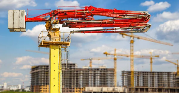 Construction Concrete Pump Pump Truck Background Construction Site Industrial Image — Stockfoto