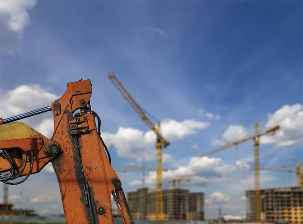 Part Construction Machine Excavator Crane Background Construction Site Industrial Image — Stock Photo, Image