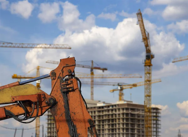 Part Construction Machine Excavator Crane Background Construction Site Industrial Image — Stockfoto
