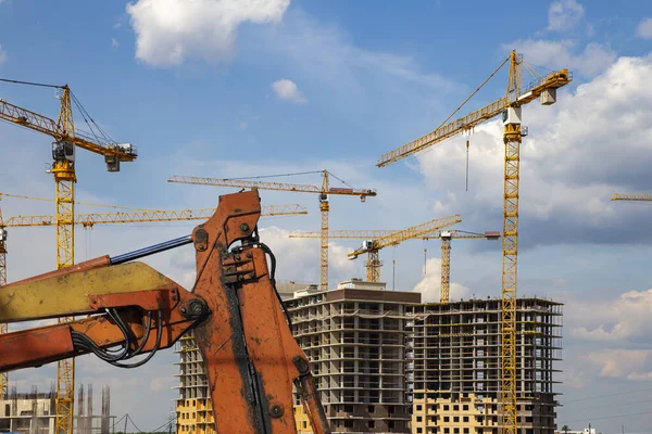 Část Stavebního Stroje Rypadla Nebo Jeřáb Staveništi Průmyslový Obraz Moskva — Stock fotografie