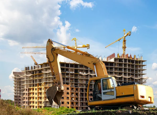 Construction Machine Excavator Background Construction Site Industrial Image Moscow Russia — Stock Fotó