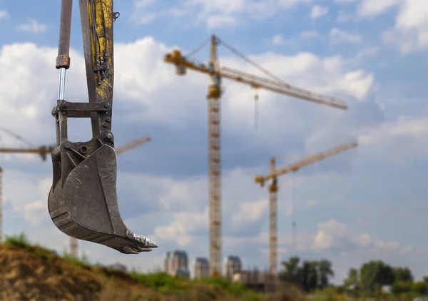 Part Construction Machine Excavator Crane Background Construction Site Industrial Image — Stock Photo, Image