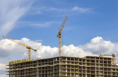 MOSCOW, RUSSIA AĞUSTOS 18 AĞUSTOS: İnşaat alanının görüntüsü, endüstriyel görüntü