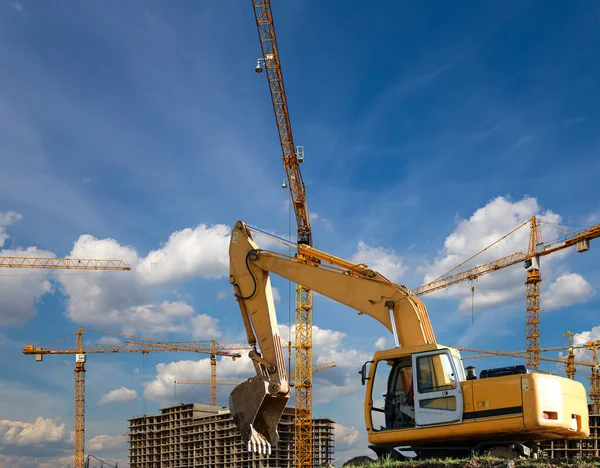 Moscow Russia August 2013 Construction Machine Excavator Background Construction Site — Stock Fotó