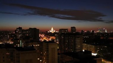 Moskova 'nın hava manzarası (gece), Rusya 