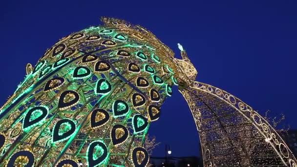 Moskau Russland März 2021 Weihnachtsdekoration Moskau Der Nacht Russland Der — Stockvideo