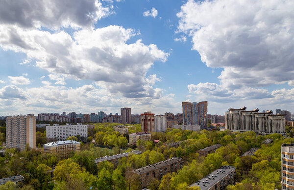 Вид с воздуха на Москву, Россия