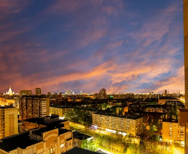 Luftaufnahme Von Moskau Nacht Russland — Stockfoto